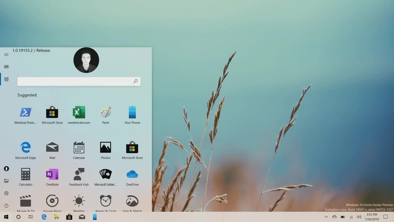 Windows 10 Build 18947 New Start Menu, Emoji Picker