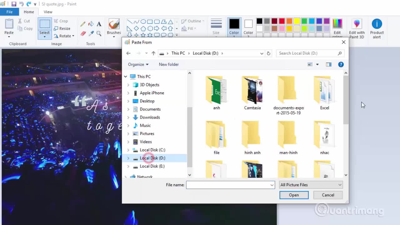 Cách chèn logo vào hình ảnh trên Paint