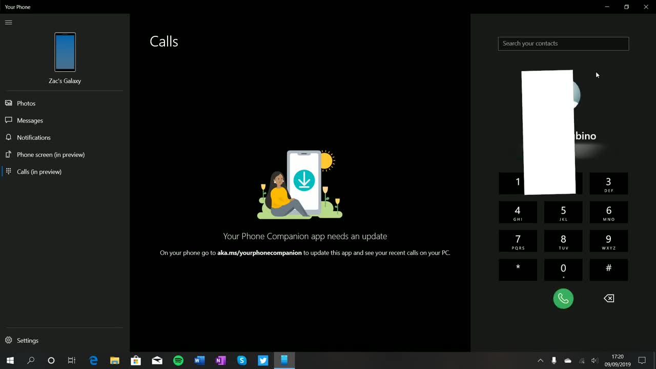 First Look Making phone calls using Your Phone on Windows 10