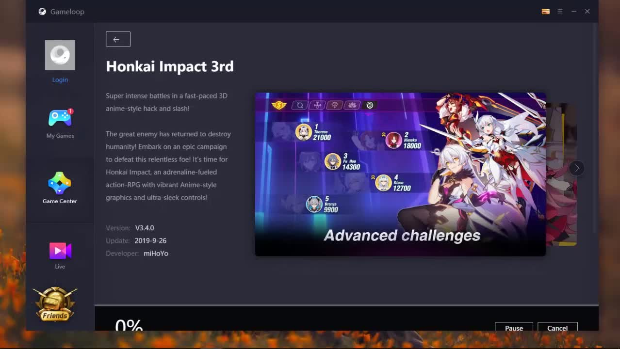 Cách download game Honkai Impact 3 trên Gameloop