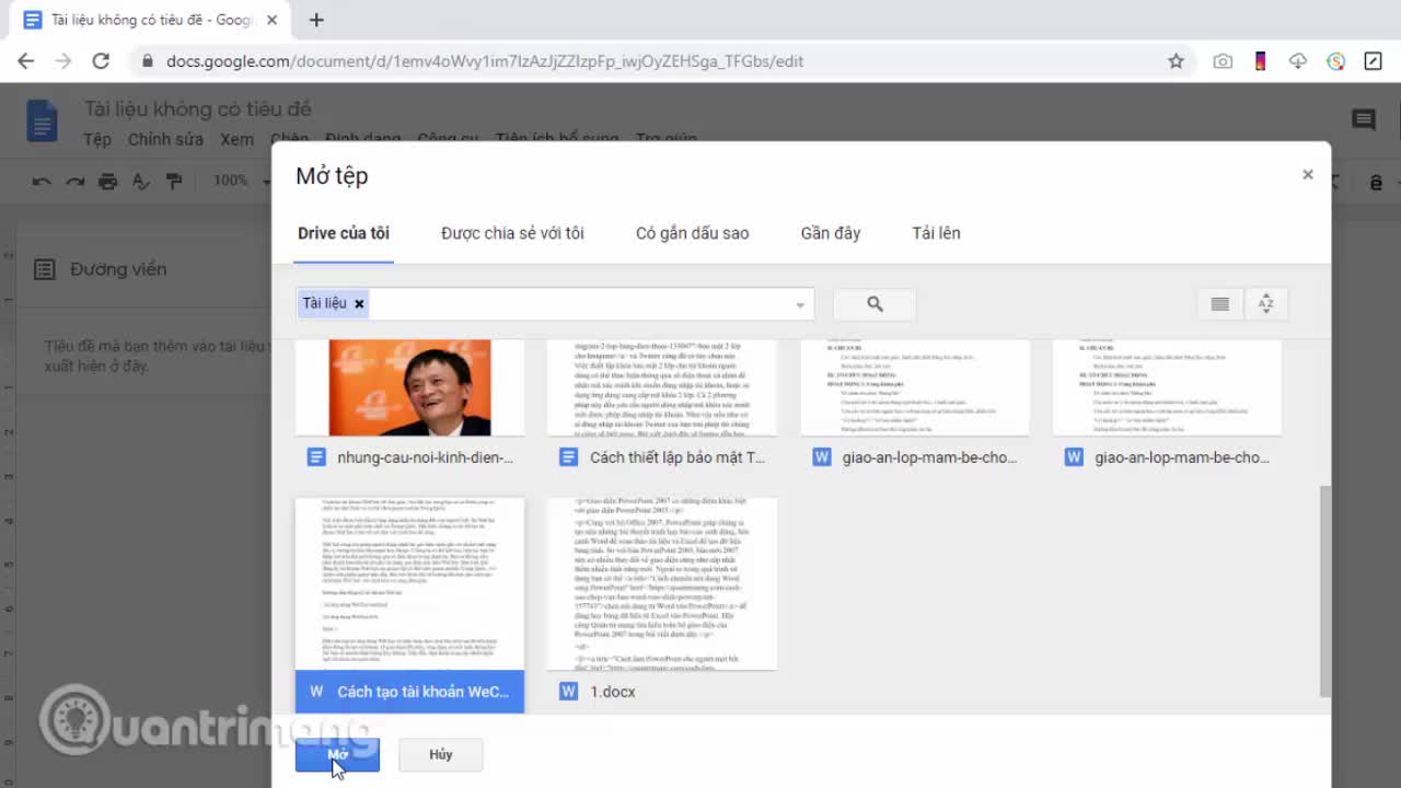 Cách upload file lên Google Docs PC