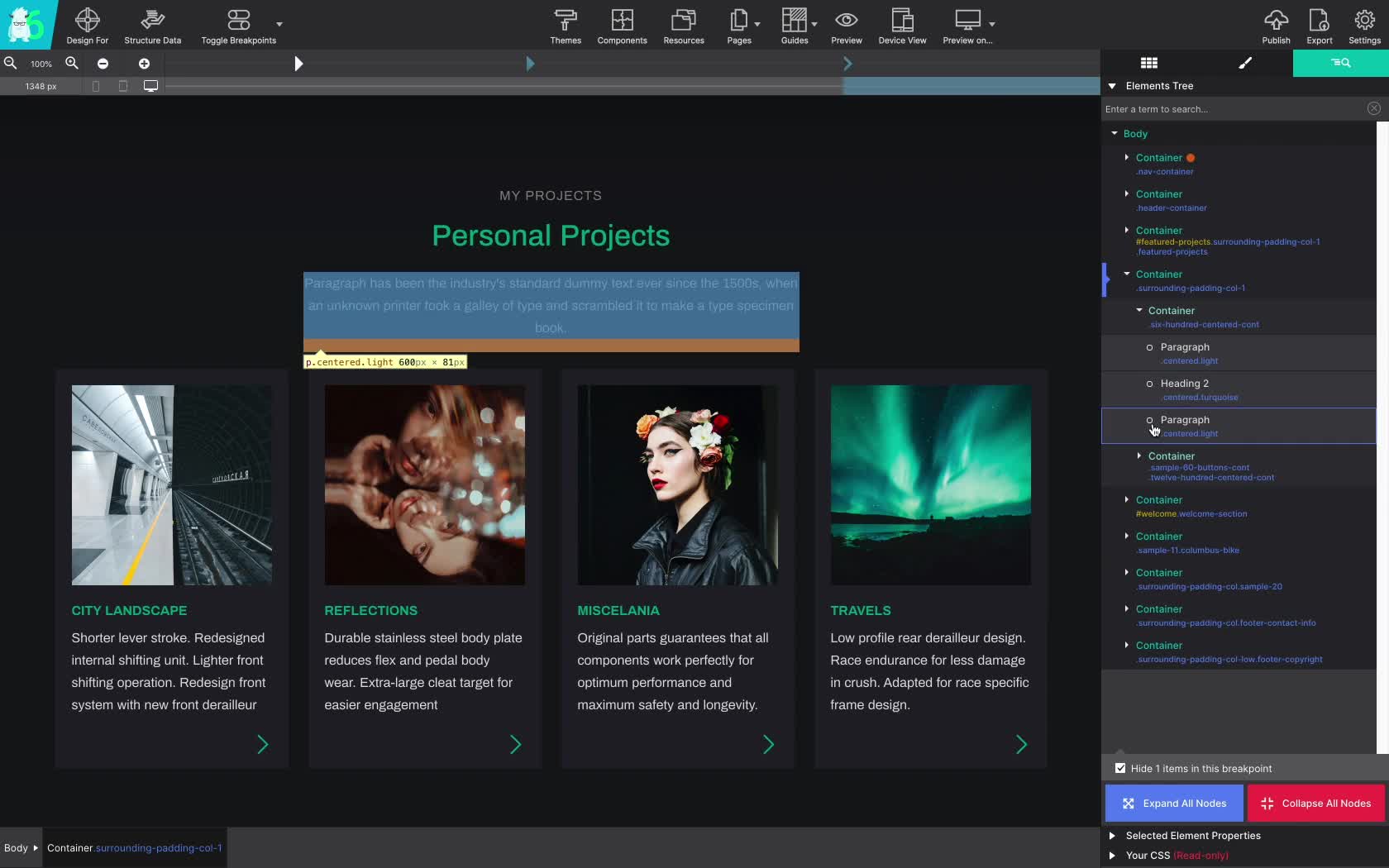 Responsive Site Designer - Site inspector