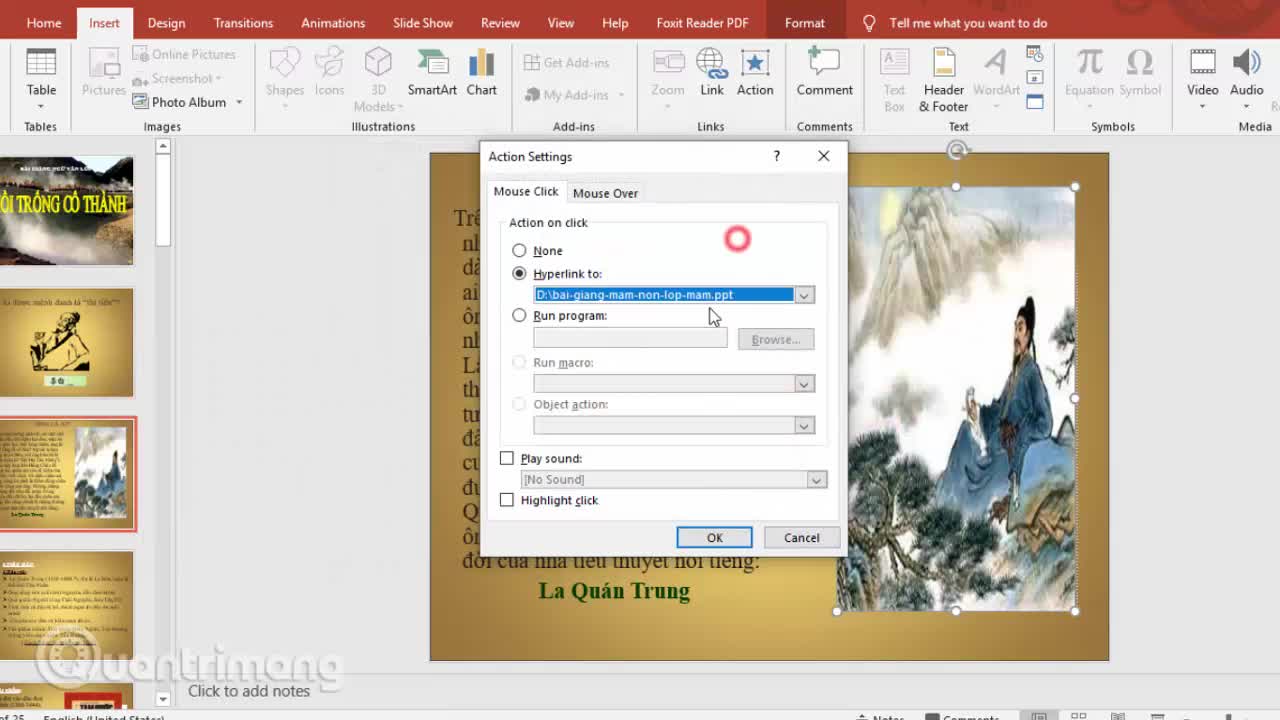 Cách liên kết 2 bản thuyết trình PowerPoint
