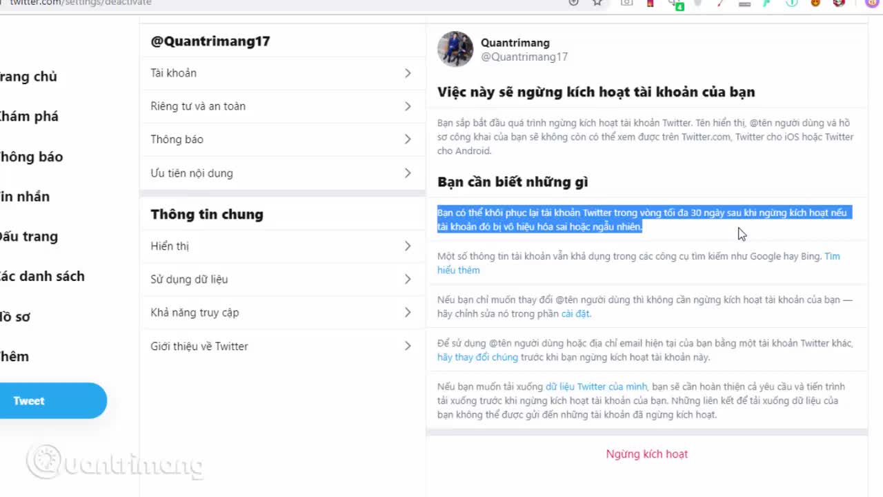 Cách vô hiệu hóa tạm thời và xóa vĩnh viễn tài khoản Twitter