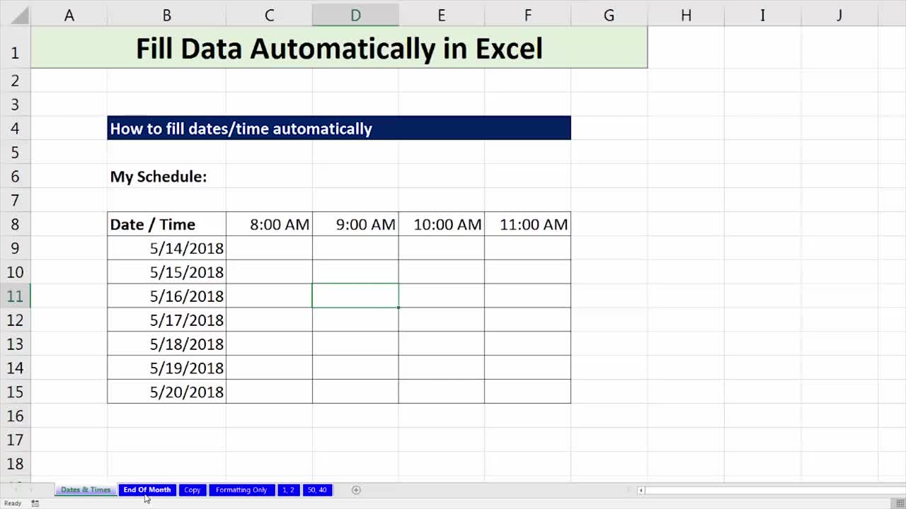 Điền dữ liệu vào bảng tính trong Microsoft Excel