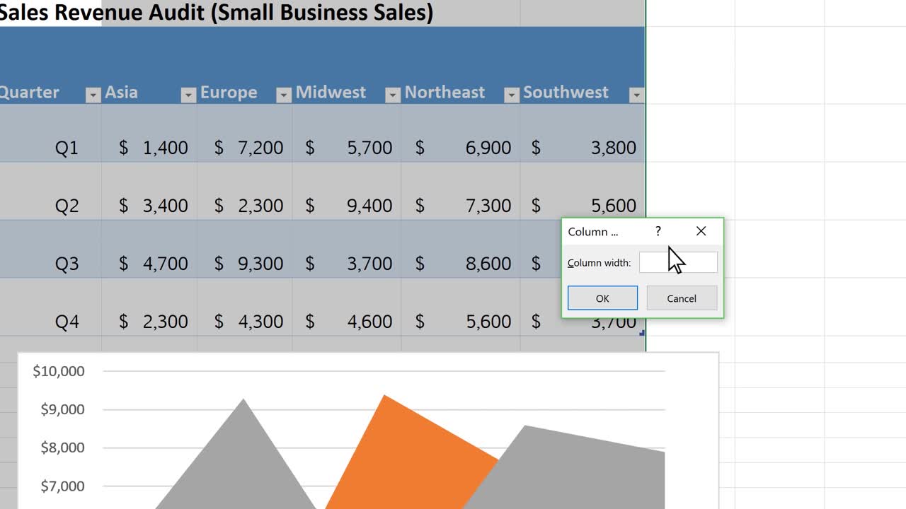Thay đổi kích thước cột trong Excel
