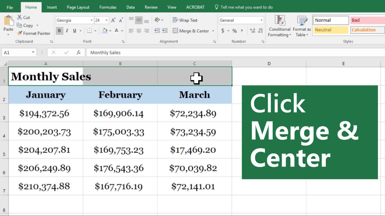 Cách gộp và bỏ gộp ô trong Excel