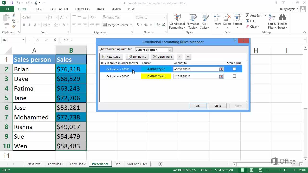Quản lý định dạng có điều kiện trong Microsoft Excel