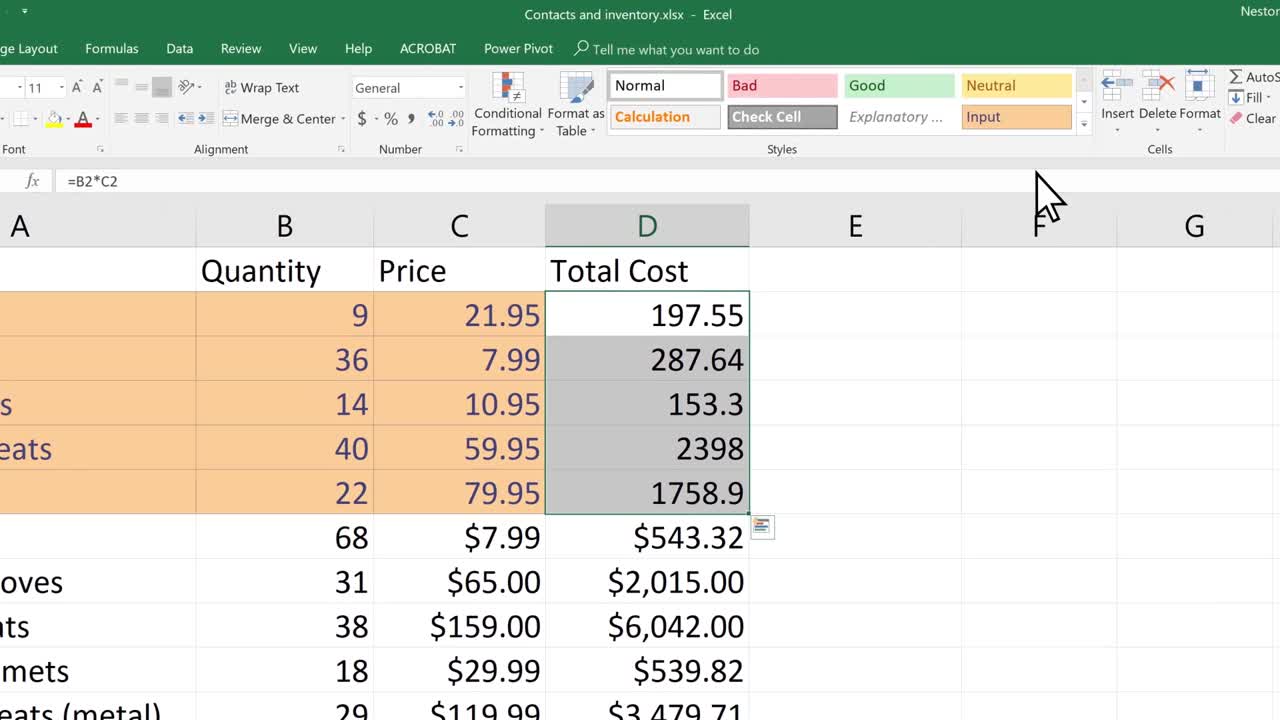 Thay đổi định dạng một ô Excel