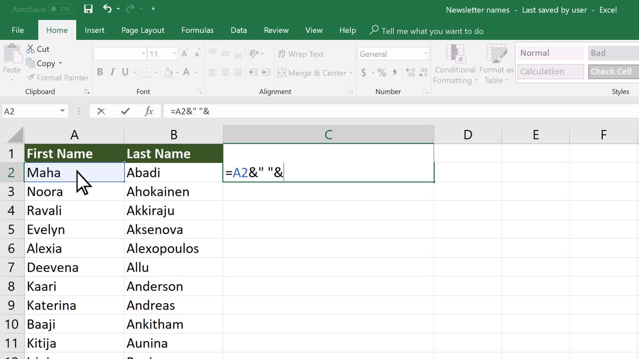 Hàm CONCAT trong Excel