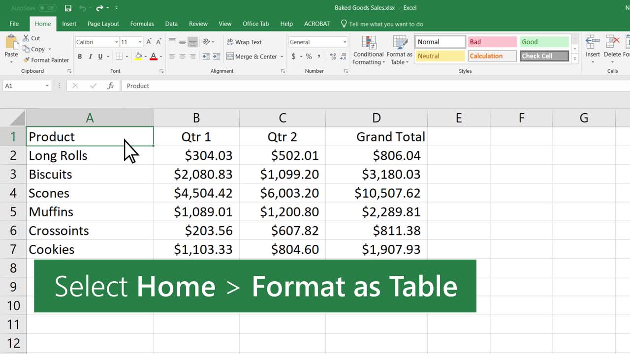 Tạo bảng trong Microsoft Excel