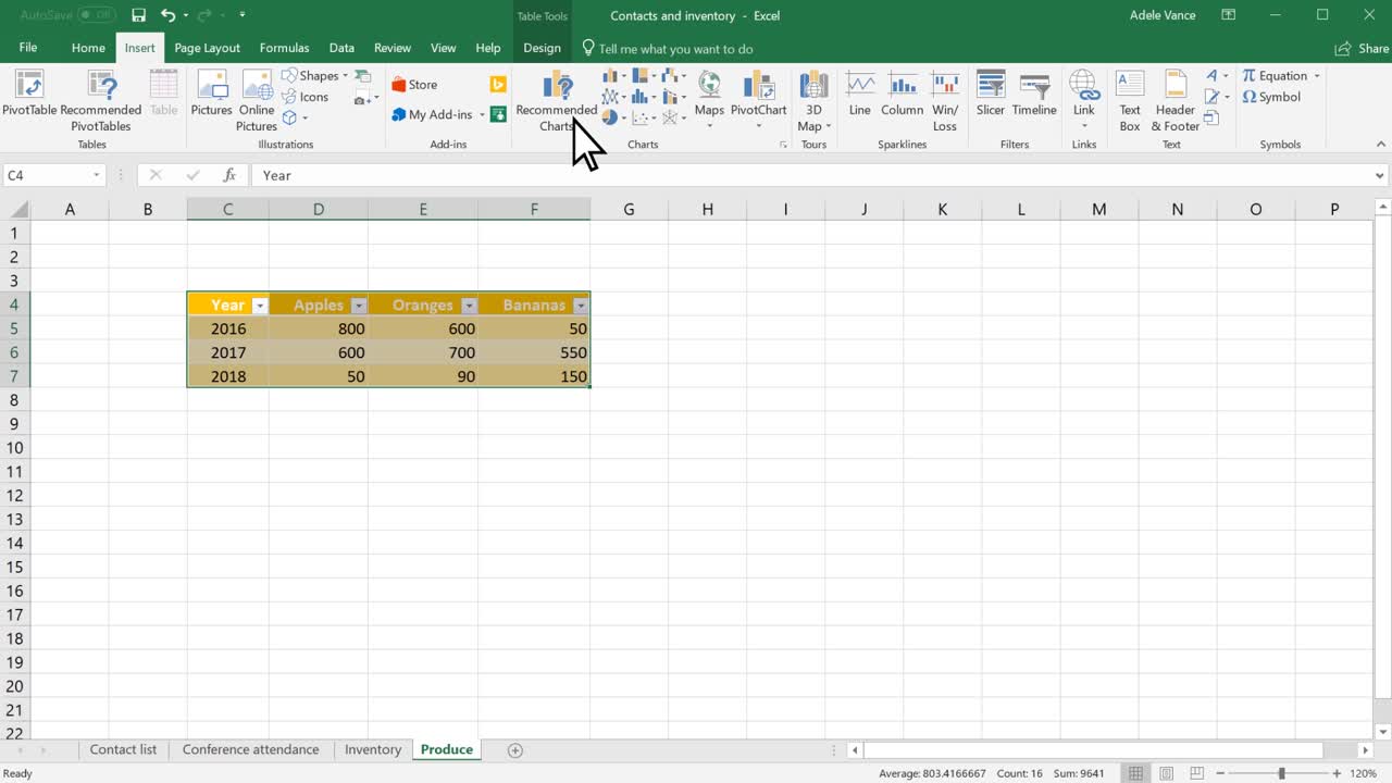 Cập nhật dữ liệu hiện có trong biểu đồ trên Excel