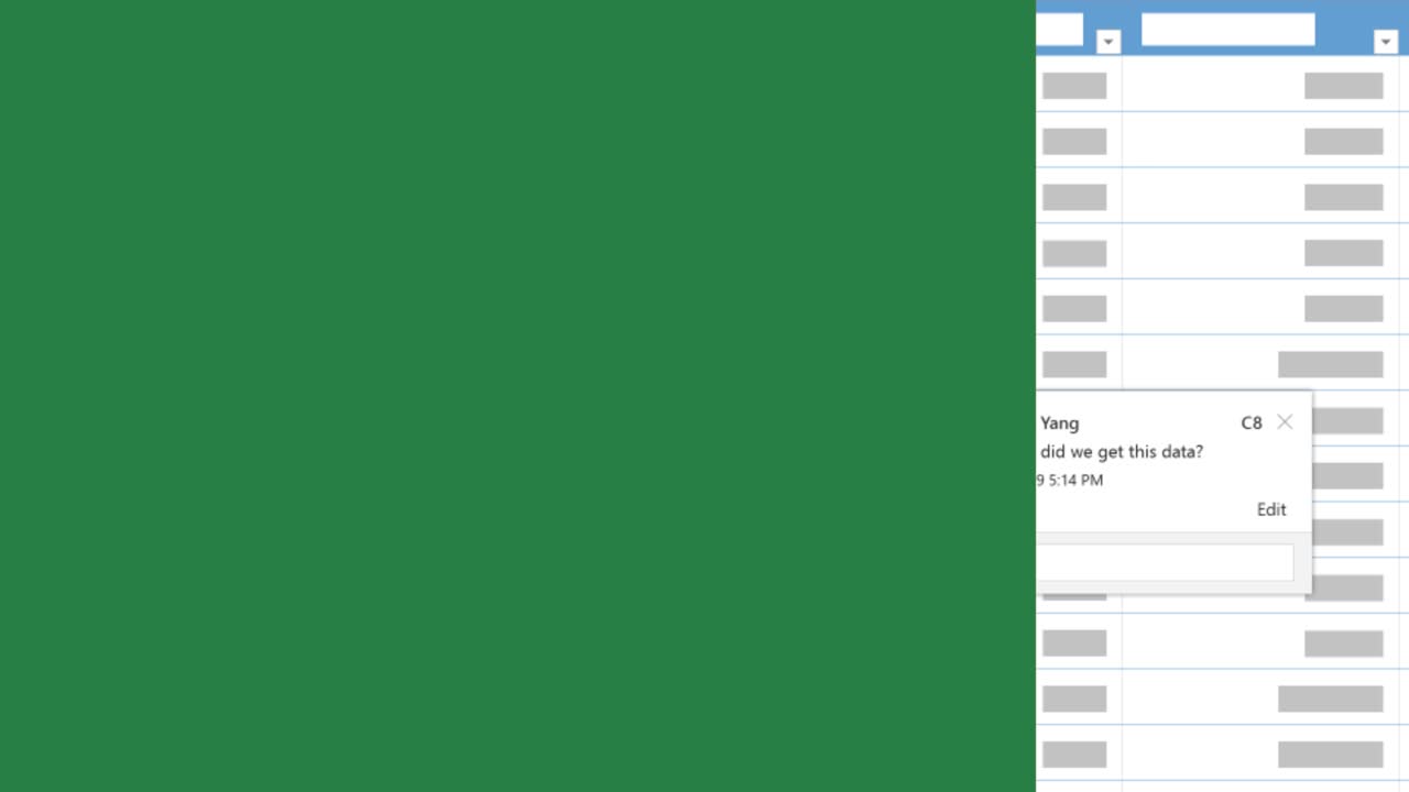 Ghi chú trên Microsoft Excel
