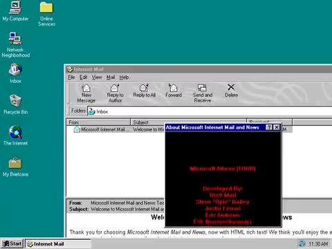 Easter Egg in Windows 95 Mail app