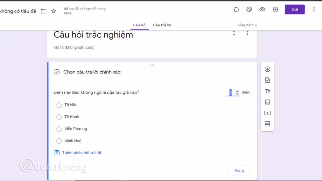 Cách dùng Google Form tạo đề kiểm tra trắc nghiệm