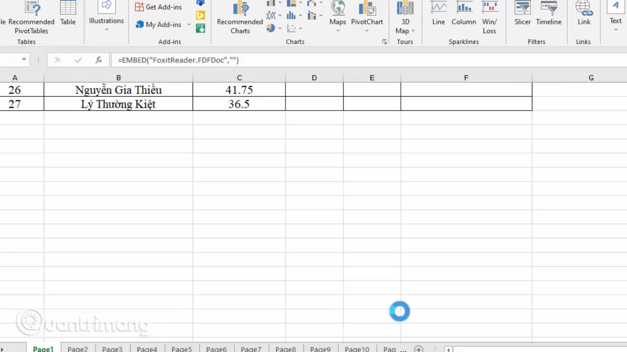 Cách chèn file PDF vào Excel