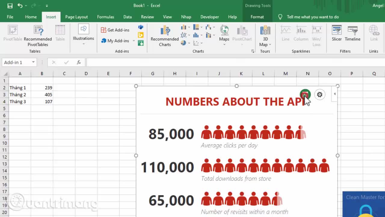 Cách tạo biểu đồ hình người trong Excel
