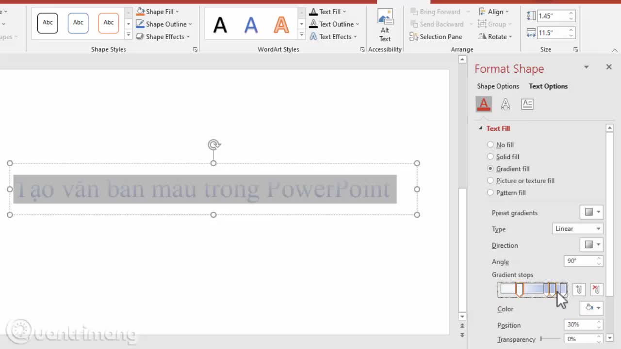 Cách tạo văn bản nhiều màu sắc trong PowerPoint