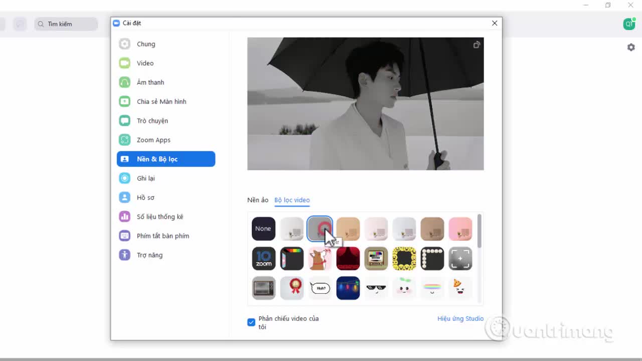 Cách dùng filter trên Zoom PC