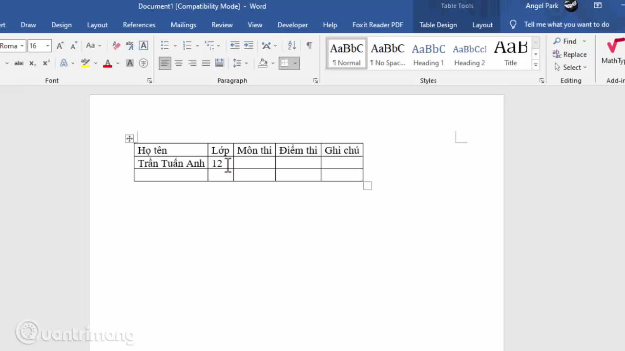 Cách tự động chỉnh kích thước bảng Word