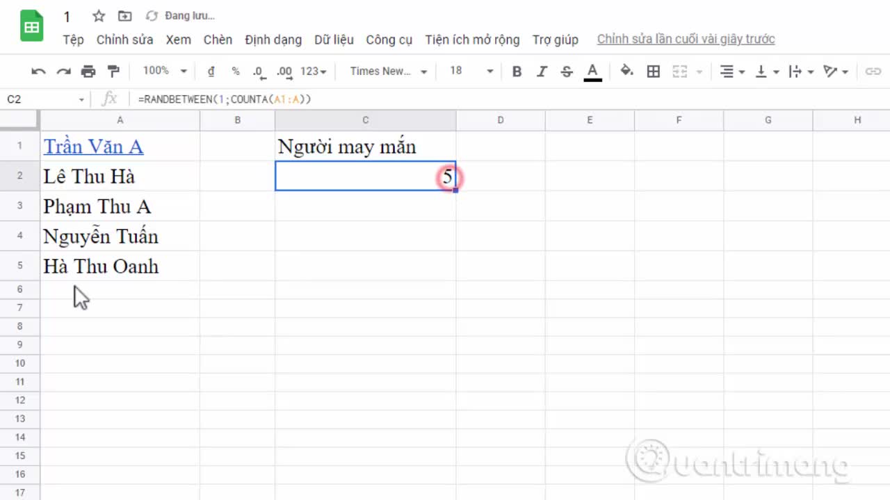 Cách chọn một kết quả ngẫu nhiên trong Google Sheets