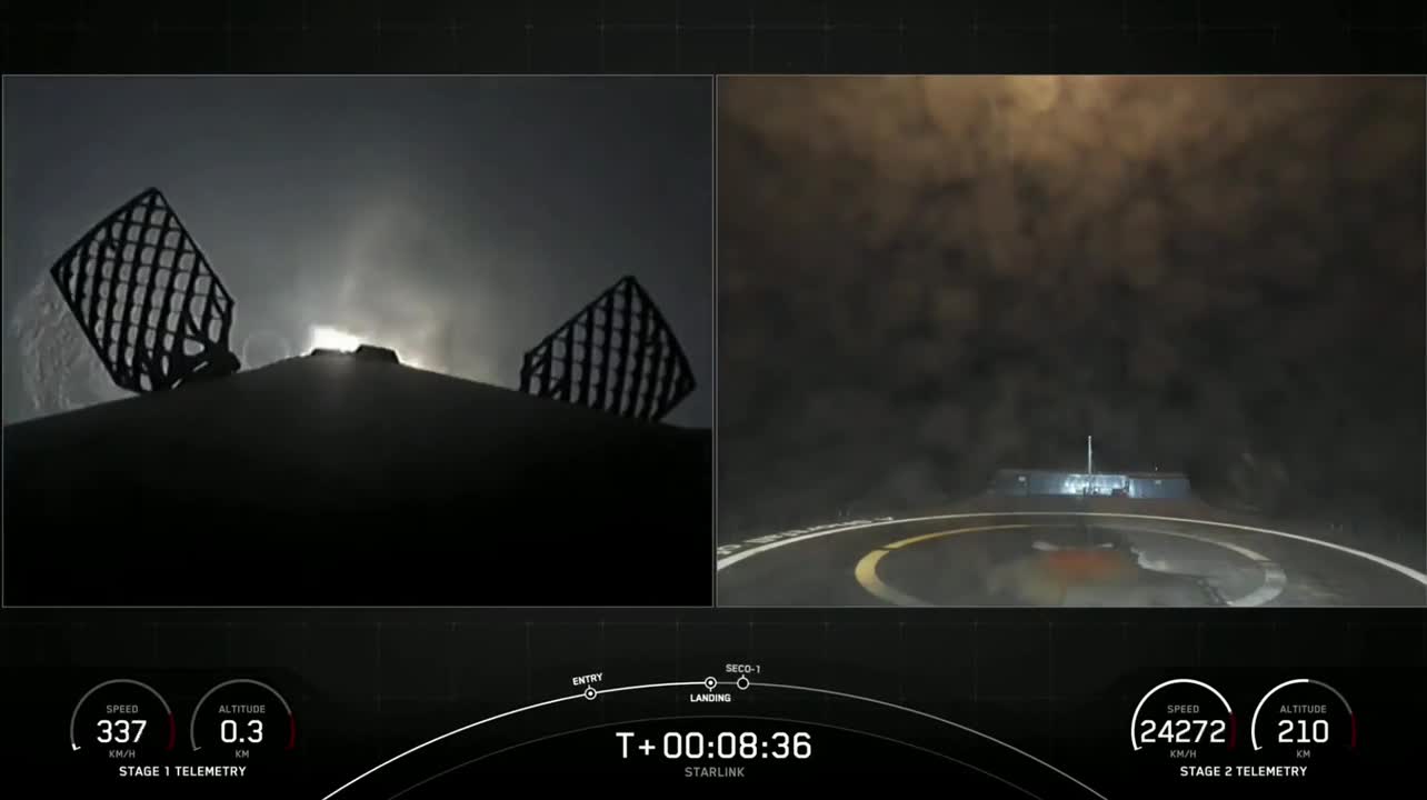 Tầng đẩy thứ nhất của Falcon 9 đáp xuống sà lan trên biển