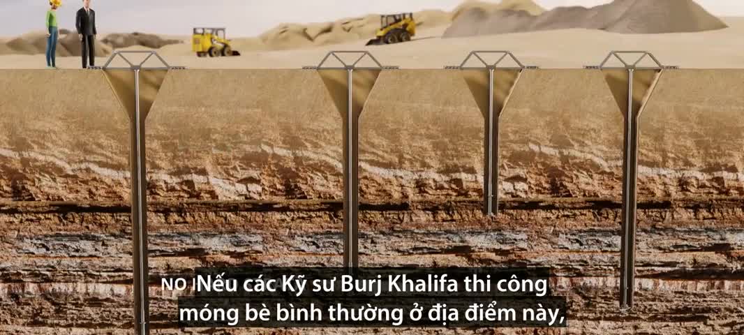 Nền móng giúp tháp cao nhất thế giới đứng vững giữa bão cát