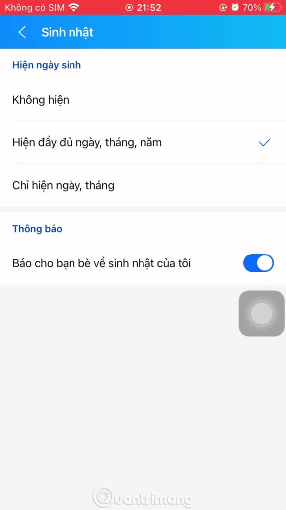 Cách tắt thông báo sinh nhật trên Zalo