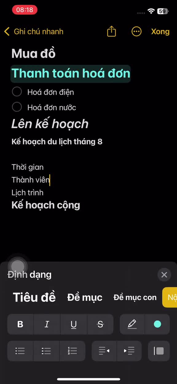 Cách tô màu ghi chú trên iOS 18 rất đơn giản