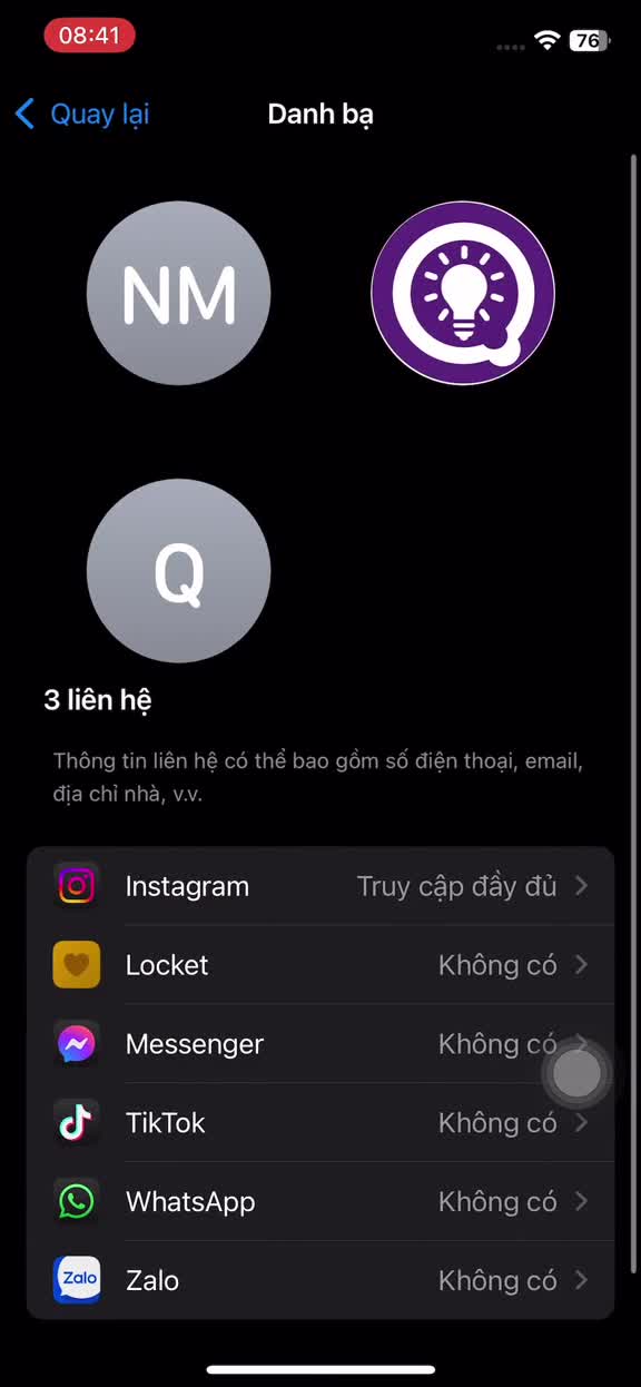 Cách giới hạn danh bạ ứng dụng truy cập trên iOS 18