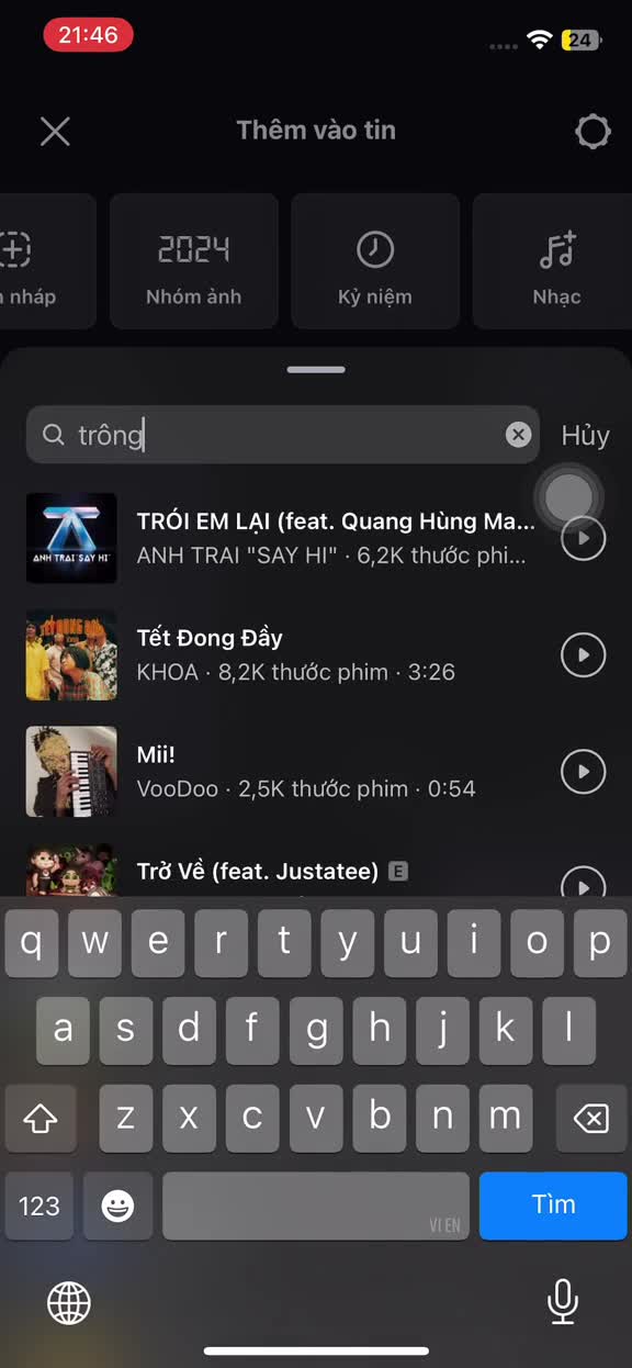 Hướng dẫn đăng Story bài hát trên Instagram