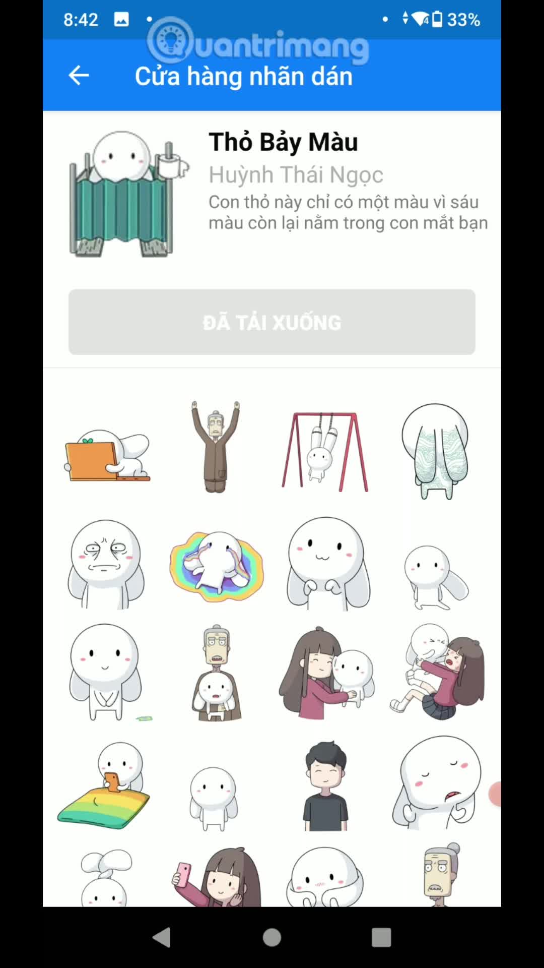 Cách tải sticker Thỏ 7 Màu trên Messenger