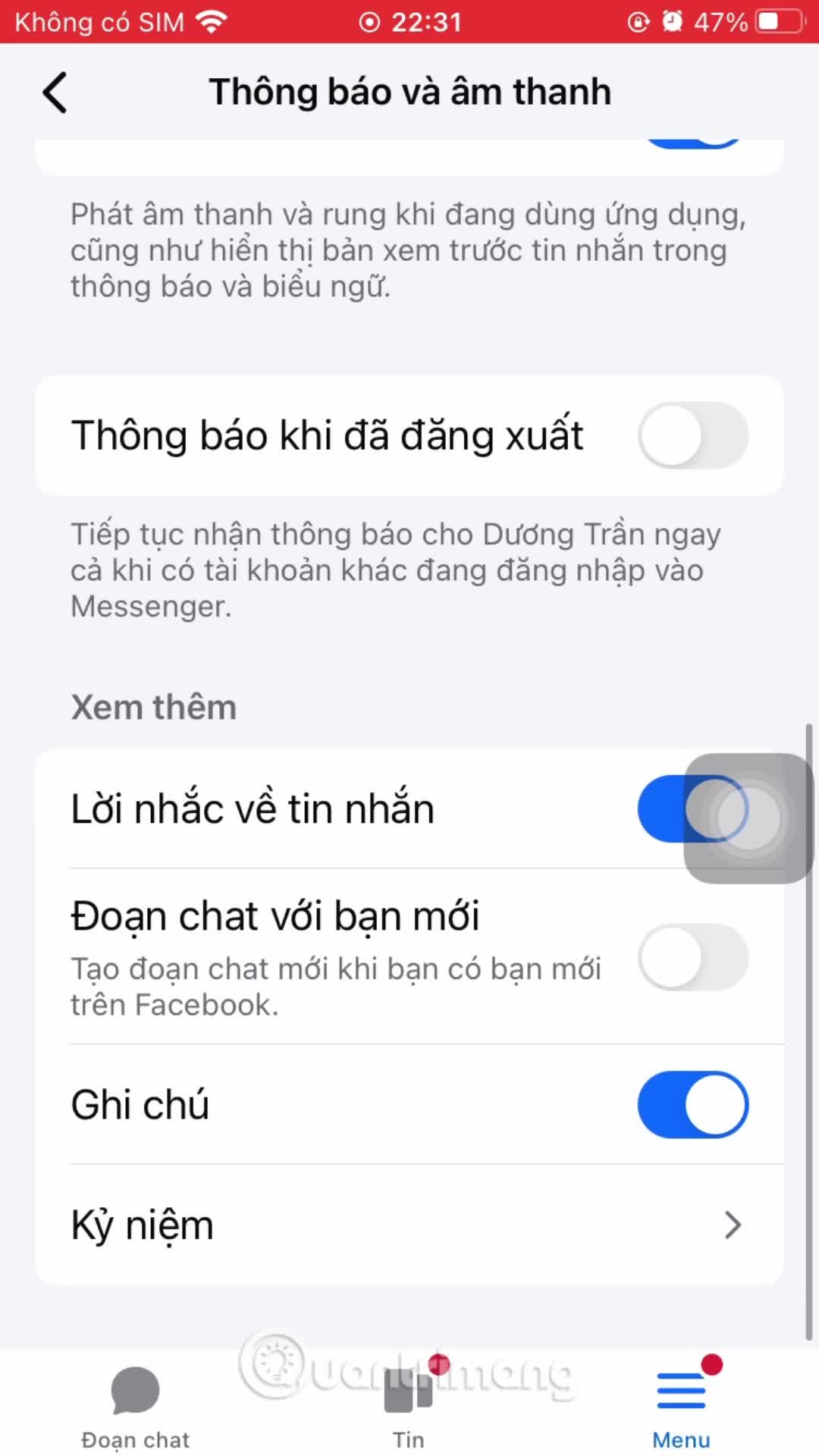Hướng dẫn chặn lời mời tham gia kênh Messenger