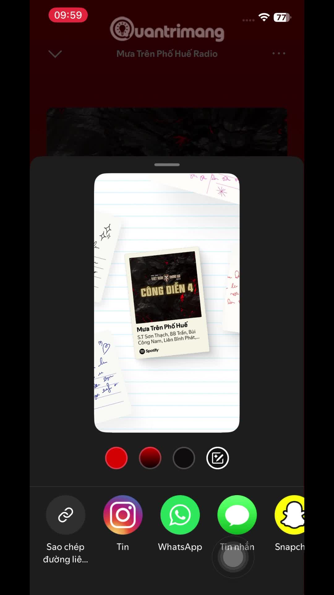 Cách chia sẻ bài hát Spotify lên Instagram Story