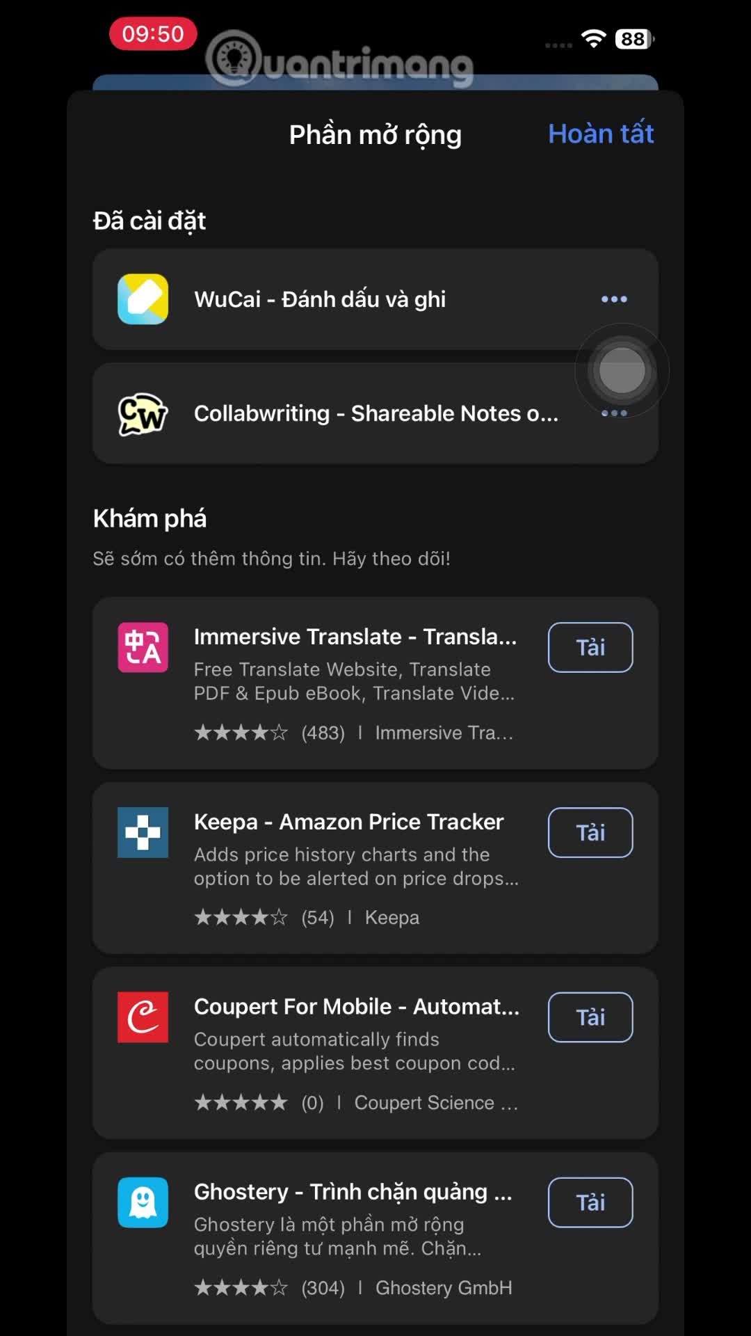 Hướng dẫn cài tiện ích trên Edge iOS