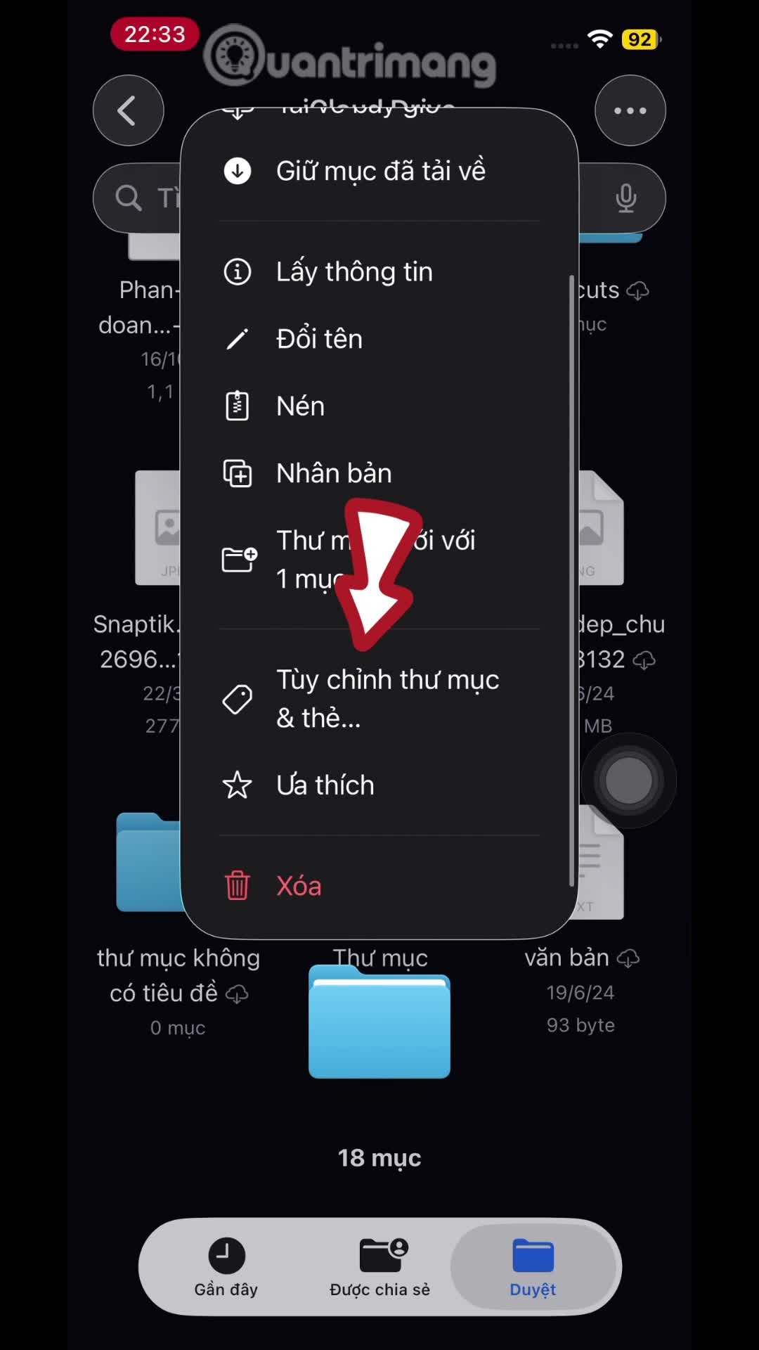 Cách đổi màu thư mục trong ứng dụng Tệp iPhone