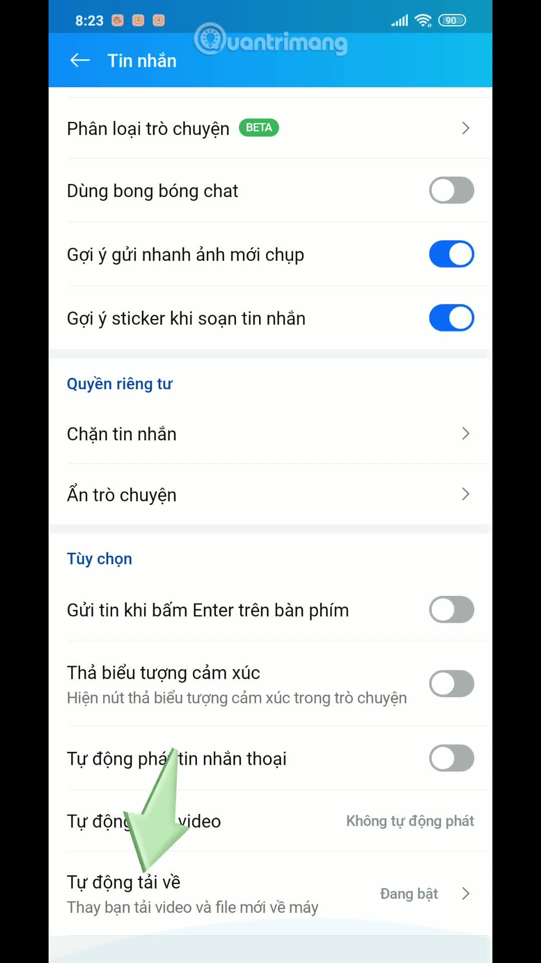 Cách tắt Zalo tự lưu ảnh trên điện thoại