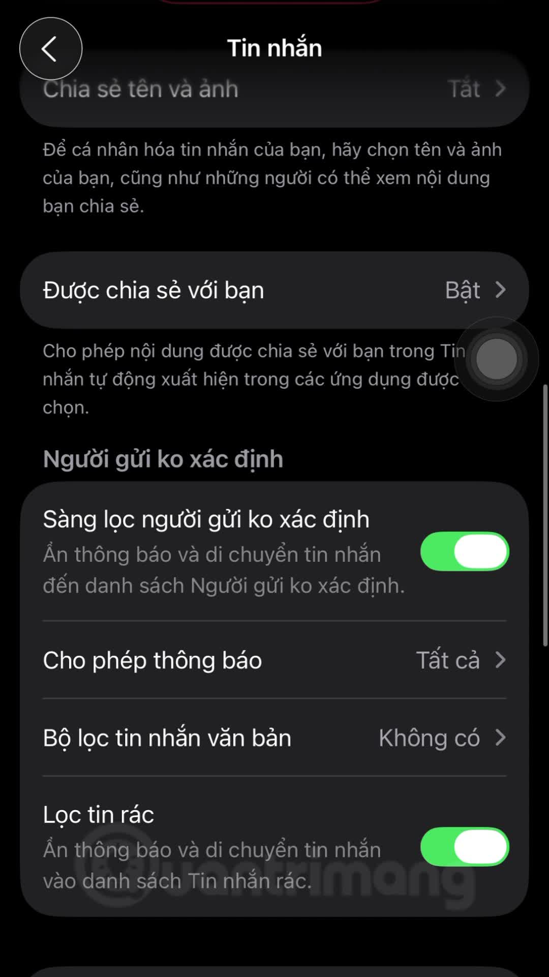 Hướng dẫn kích hoạt tính năng lọc, báo cáo và chặn tin nhắn trên iOS 26