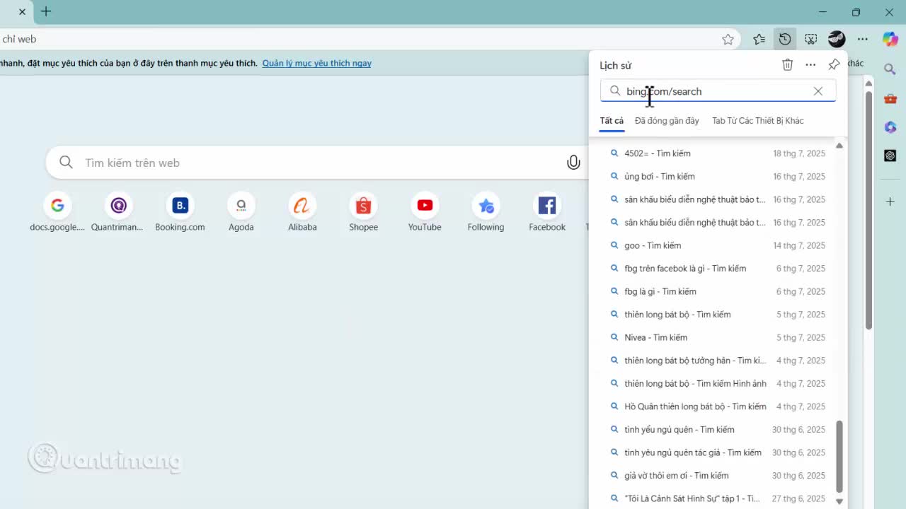 Cách xóa lịch sử tìm kiếm trên Microsoft Edge