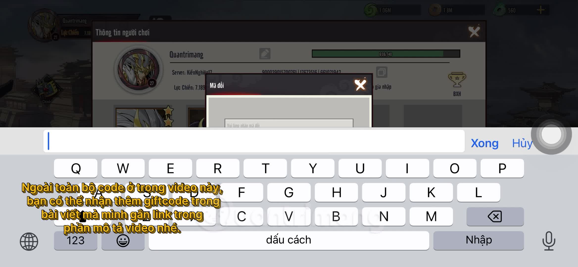 Code Quỷ Tướng 3Q mới nhất và cách đổi code