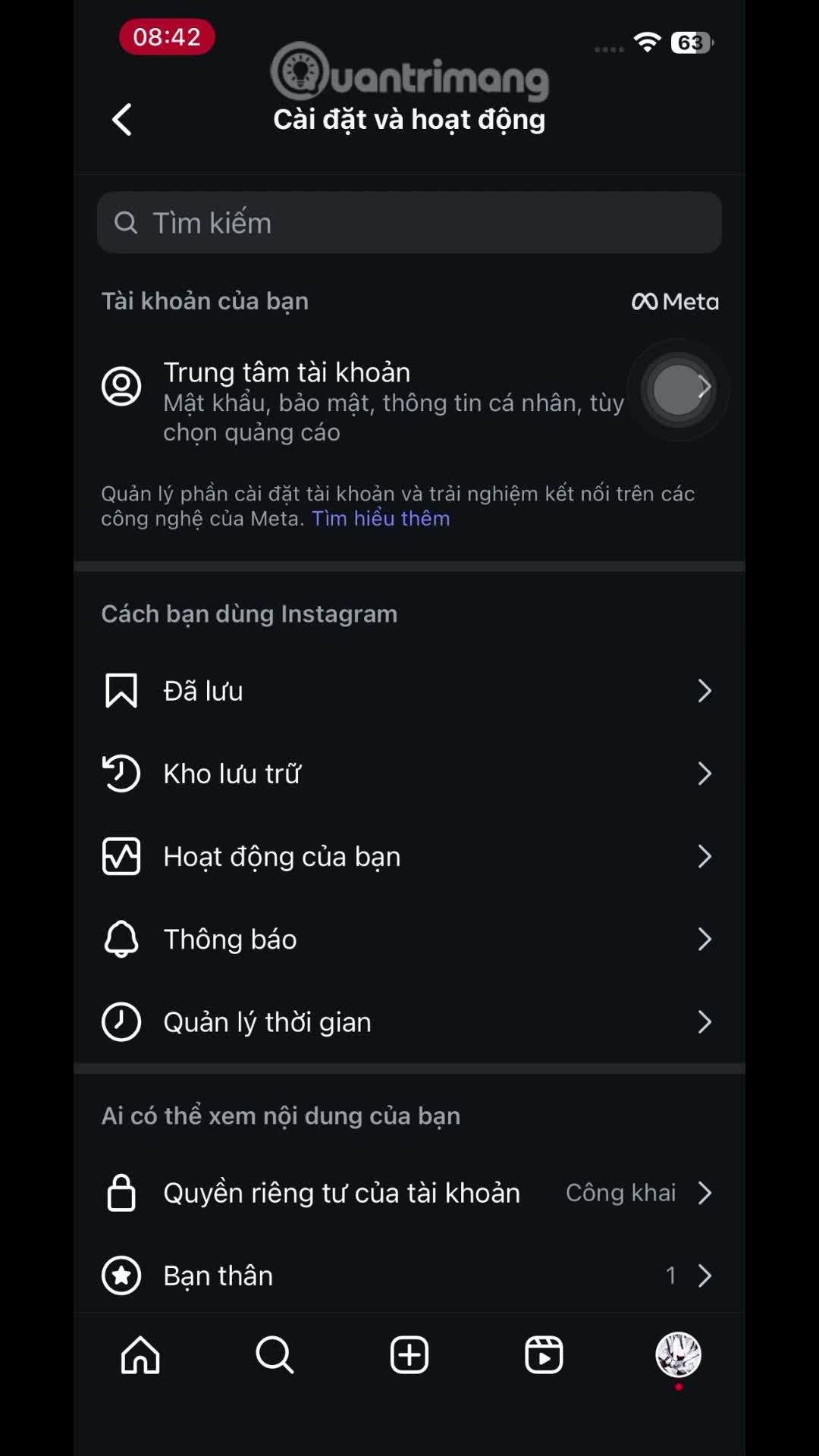 Cách ẩn hoạt động Reels của bạn khỏi bạn bè trên I
