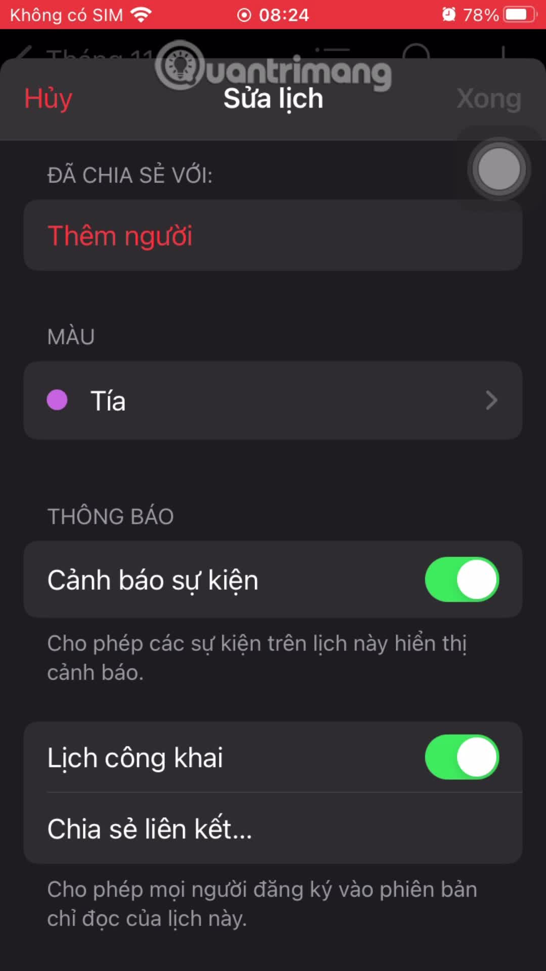 Cách chia sẻ lịch trên iPhone