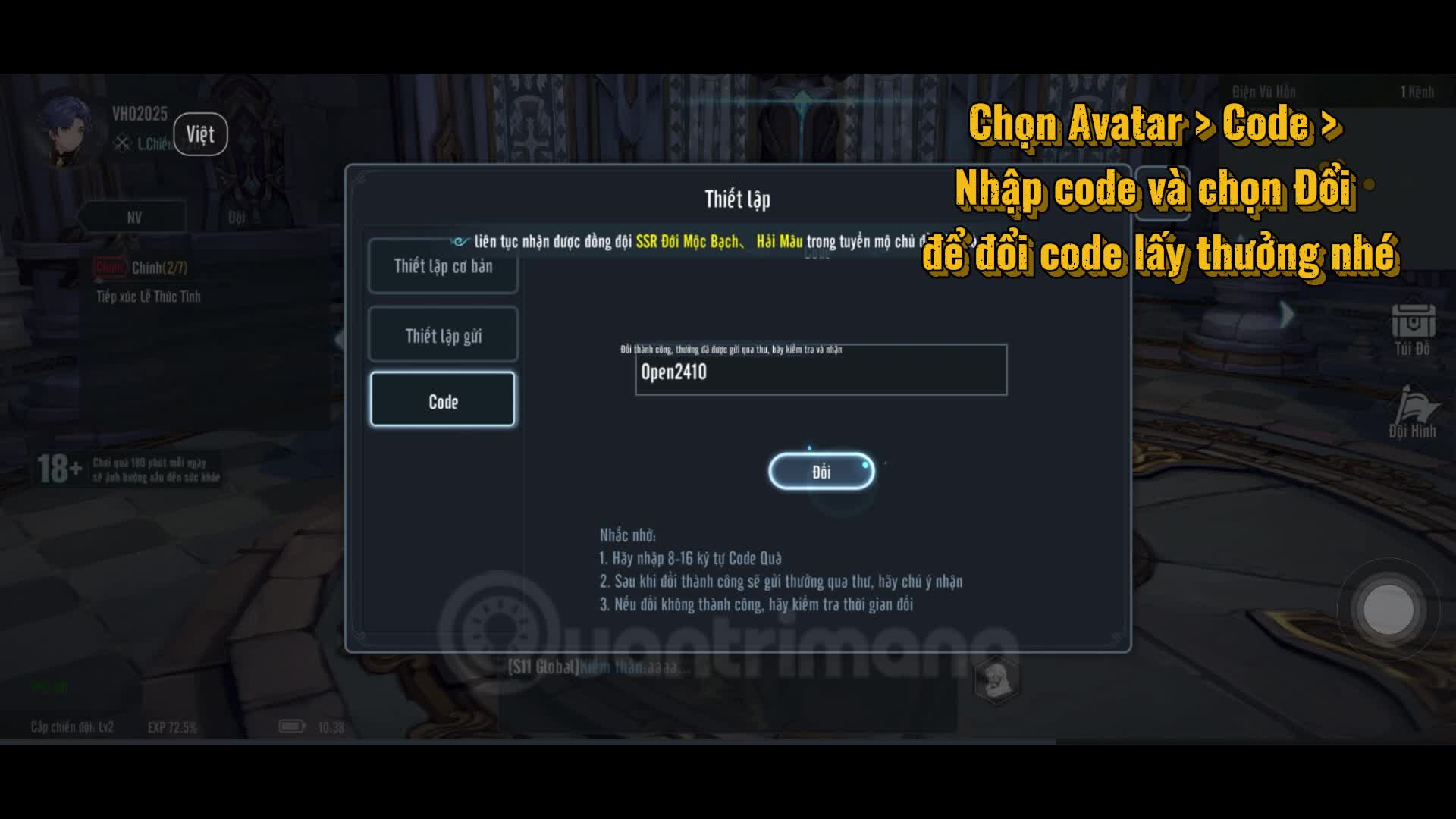 Hướng dẫn đổi code Võ Hồn Origin và danh sách code mới nhất