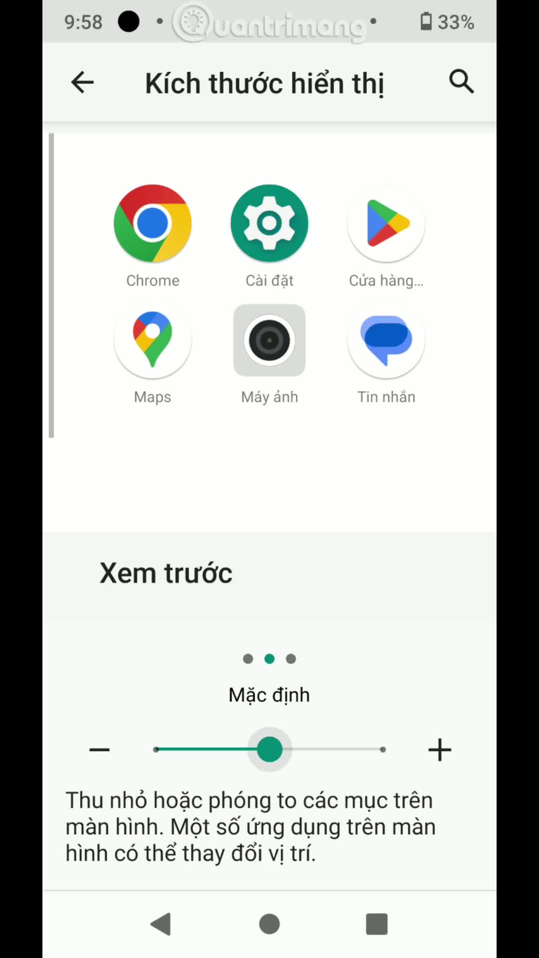 Cách tăng kích thước biểu tượng trên Android