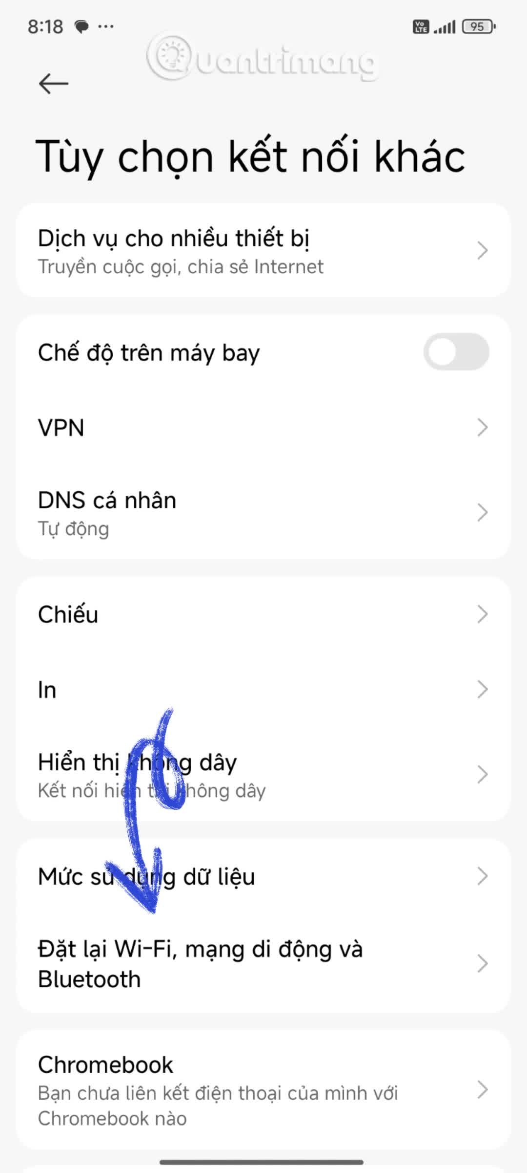 Cách đặt lại cài đặt mạng trên Android