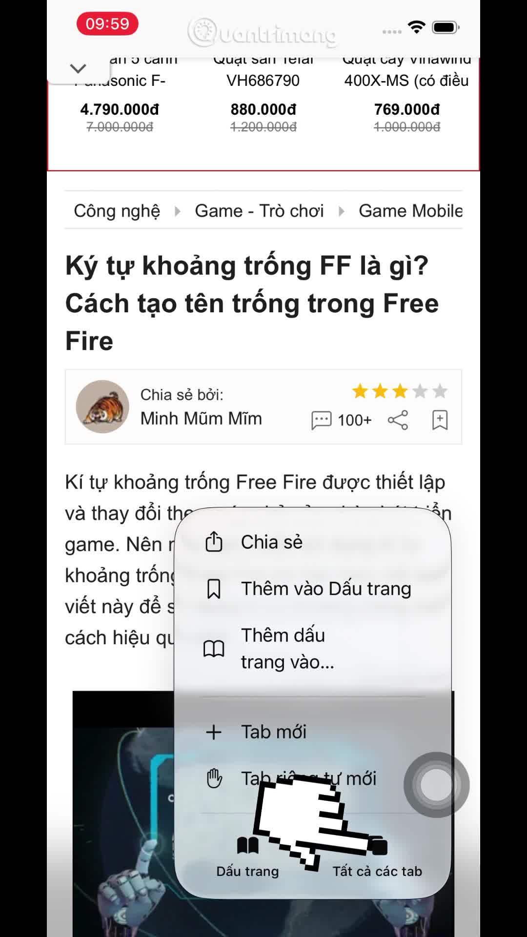 Cách sao chép URL tất cả các tab đang mở Safari