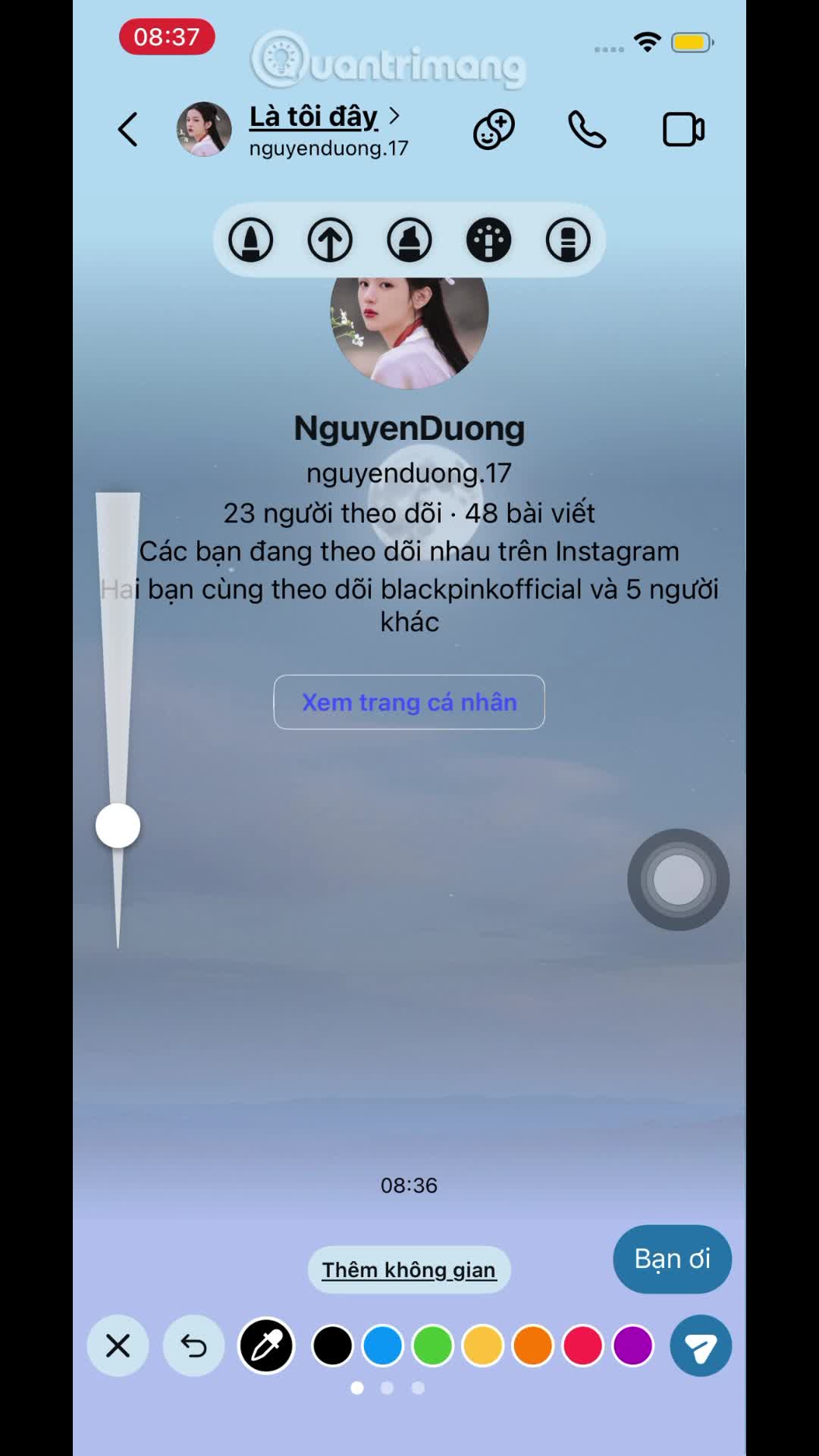 Hướng dẫn vẽ trong khung chat Instagram