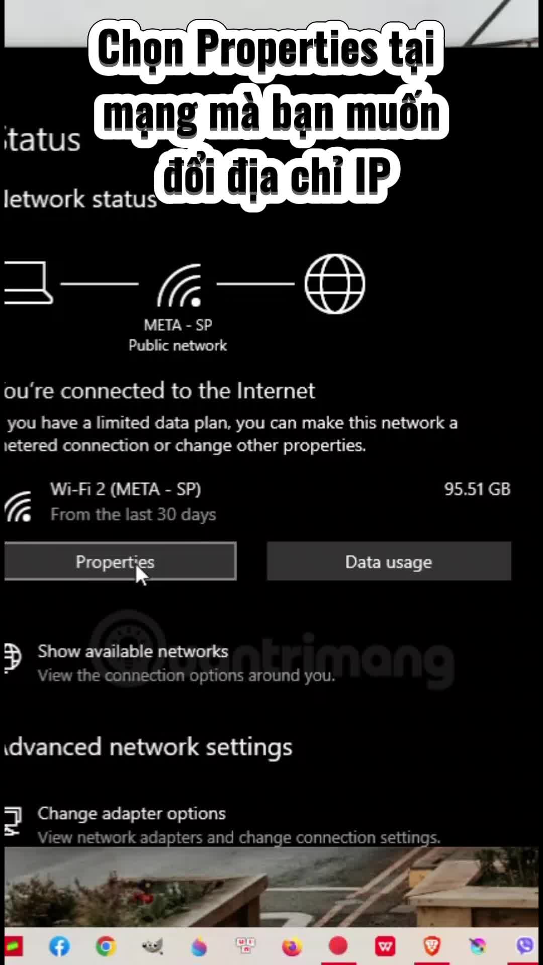 Hướng dẫn đổi IP trên Windows 10 với Settings