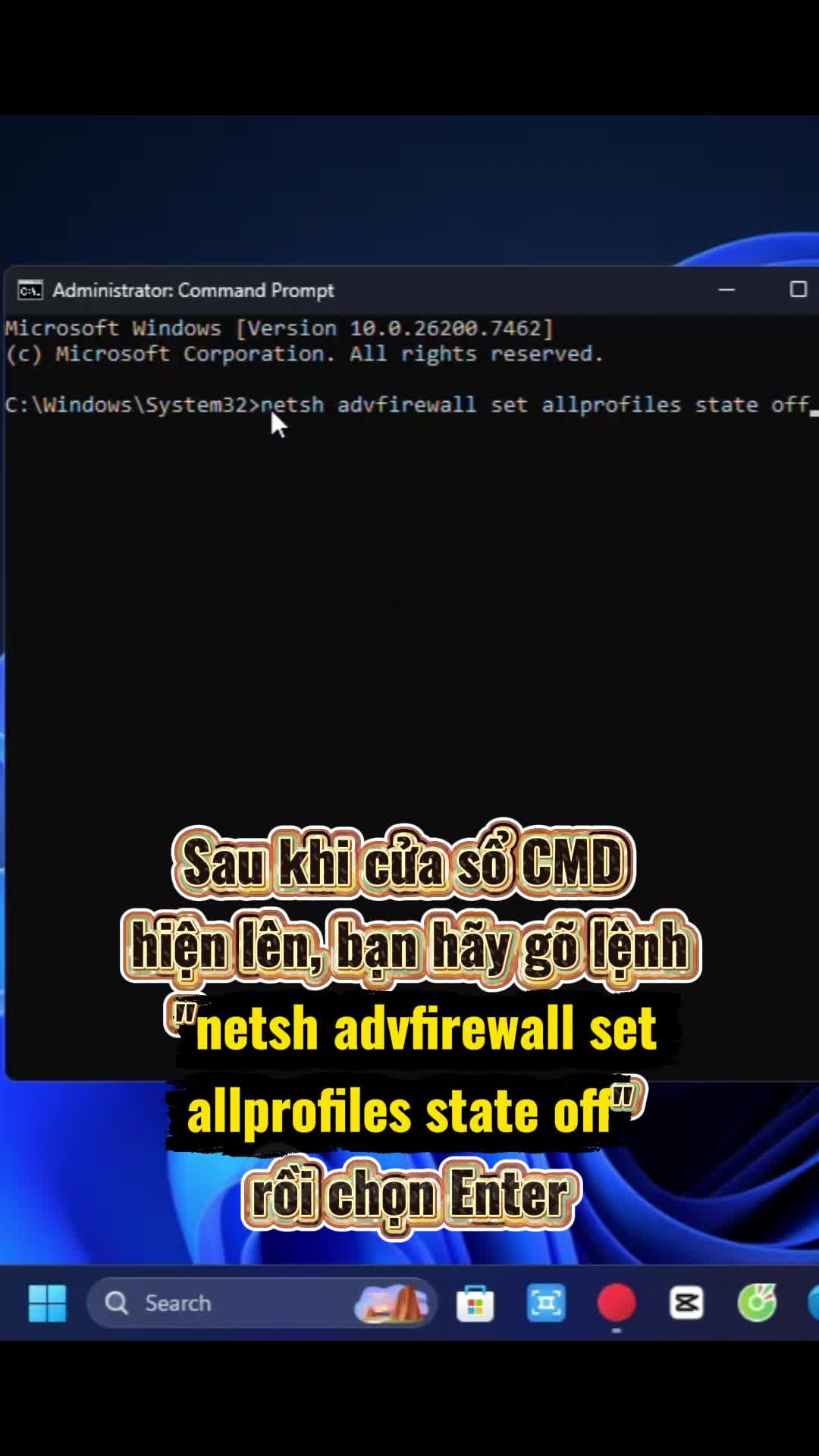 Tắt tường lửa Windows 11 bằng lệnh trên CMD