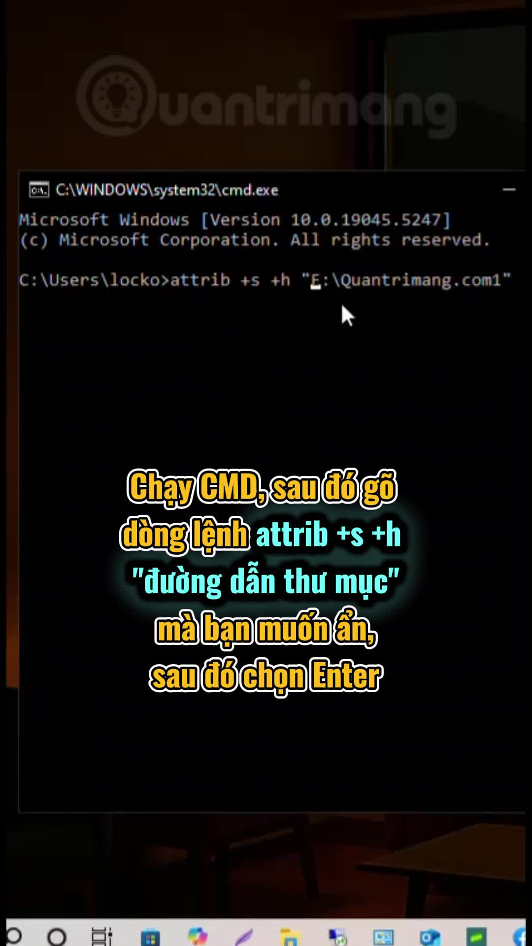 Cách dùng Command Prompt để ẩn thư mục trên Windows 10
